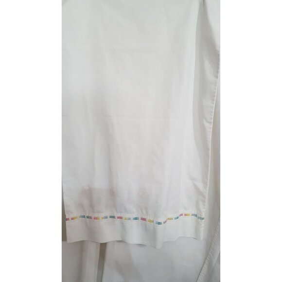 Vintage Hand Painted Pillowcase White Orange Flowers Ribbon Trim - Picture 2 of 6